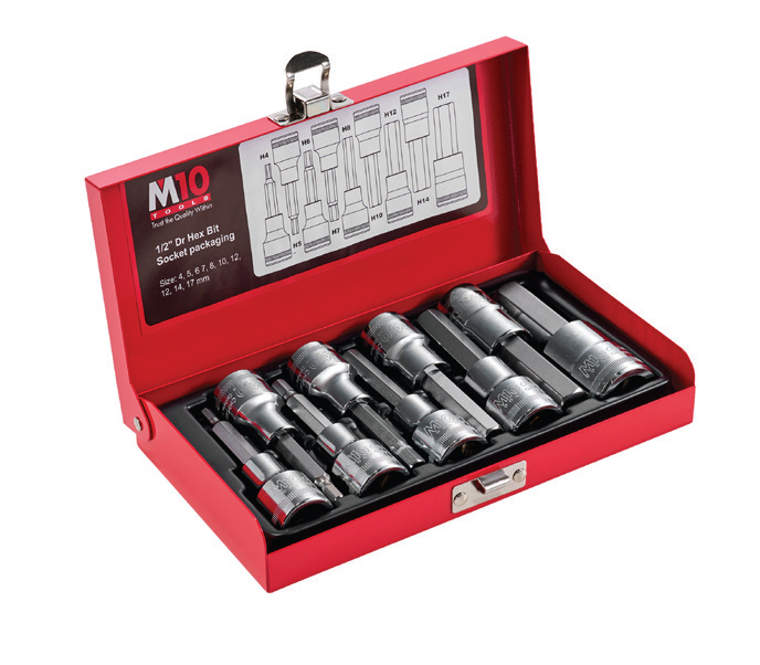 M10 9pcs 1/2" Dr Hex Bit Socket Set