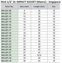 M10 1/2" Dr 6Pt Impact Socket