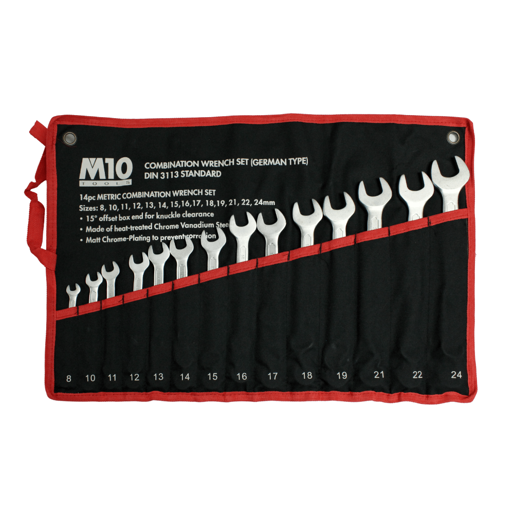 M10 14 pcs Combination wrench set (DIN TYPE) Satin Finish 14GTS-A