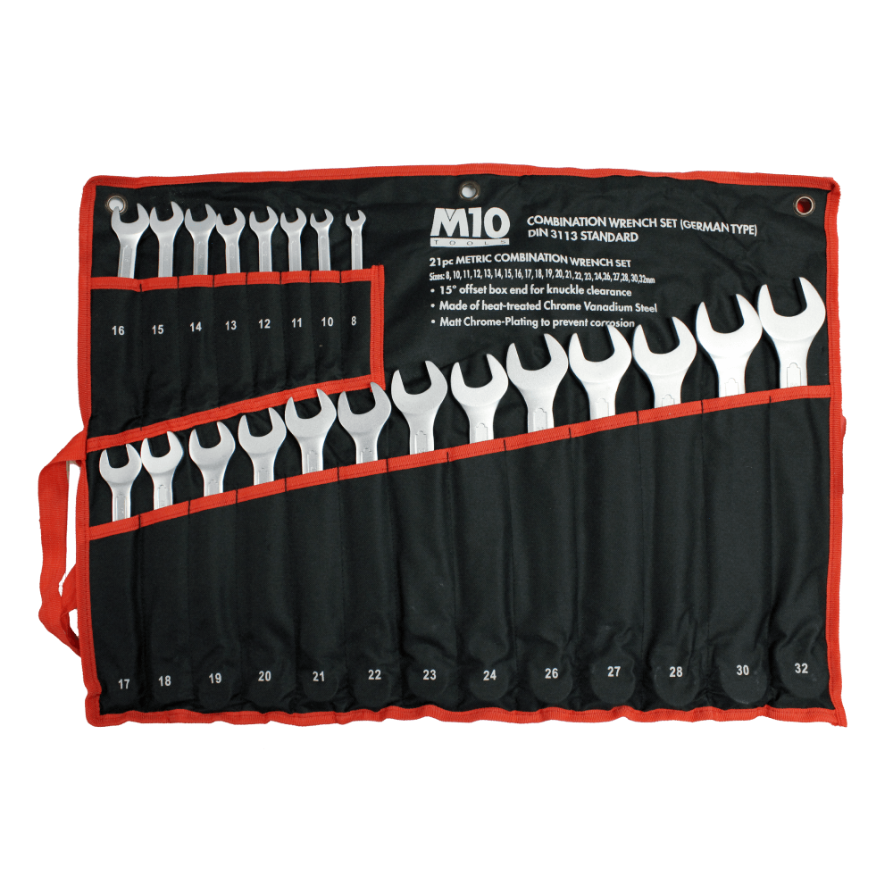 M10 21 pcs Combination wrench set (DIN TYPE) Satin Finish 21GTS
