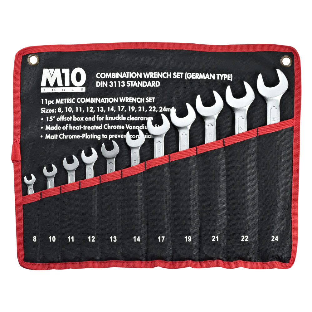 M10 11 pcs Combination wrench set (DIN TYPE) Satin Finish 11GTS
