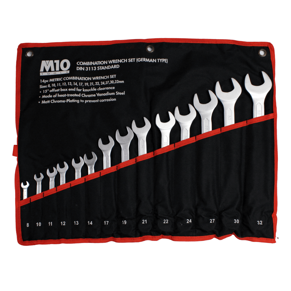 M10 14 pcs Combination wrench set (DIN TYPE) Satin Finish 14GTS