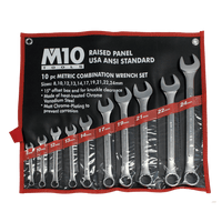M10 10 pcs Raised Panel Metric Combination wrench set 8-24mm (Bag)
