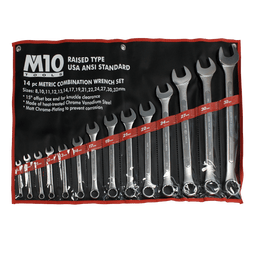 M10 14 pcs Raised Panel Metric Combination wrench set 8-32mm (Bag)