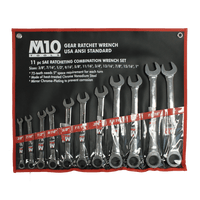 M10 11 pcs Raised Panel Inches Combination wrench set 3/8"-1" (Bag)
