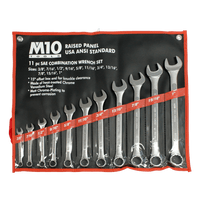 M10 11 pcs Gear Ratchet Inches Combination wrench set 3/8"-1" (Bag)