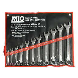 M10 11 pcs Gear Ratchet Inches Combination wrench set 3/8"-1" (Bag)