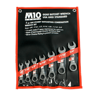 M10 7 pcs Stubby Gear Ratchet Inches Combination wrench set 3/8"-3/4" (Bag)