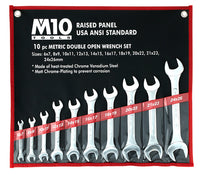 M10 10 pcs Raised Panel Metric Double Open End wrench set 6-26mm (Bag)