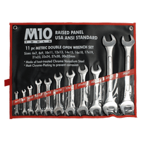 M10 11 pcs Raised Panel Metric Double Open End wrench set 6-32mm (Bag)