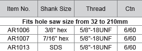 M10 Big Arbor For Bi-metal Hole Saw