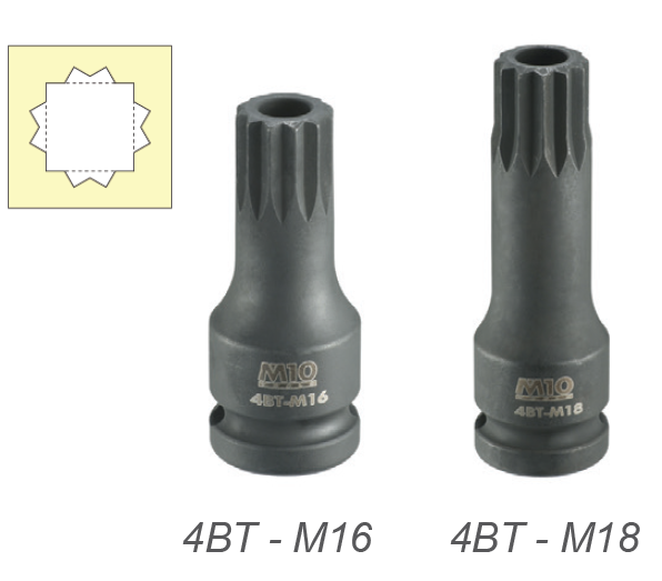 M10 1/2" Dr Impact Triple Square (XZN) Socket With Bore